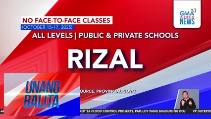 No-face-to-face classes (October 15-17, 2025) | Unang Balita