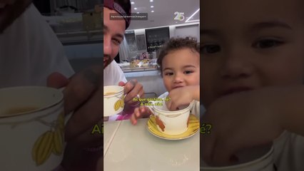 Neymar toma ‘café da tarde’ com Mavie e mostra momento fofo: ‘Minha dupla’ #shorts