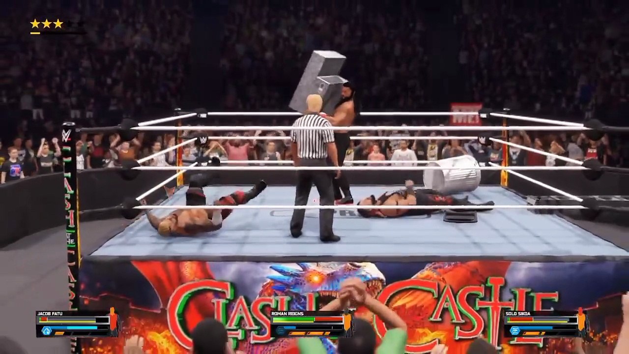 wwe 2k25 gameplay triple threat match Roman vs solo vs Jac fatuo wrestling fight