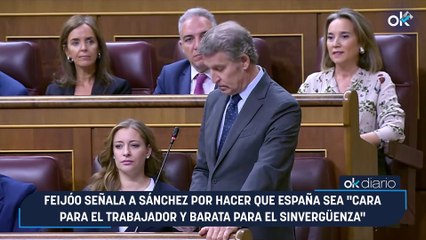 Feijóo señala a Sánchez por hacer que España sea "cara para el trabajador y barata para el sinvergüenza"