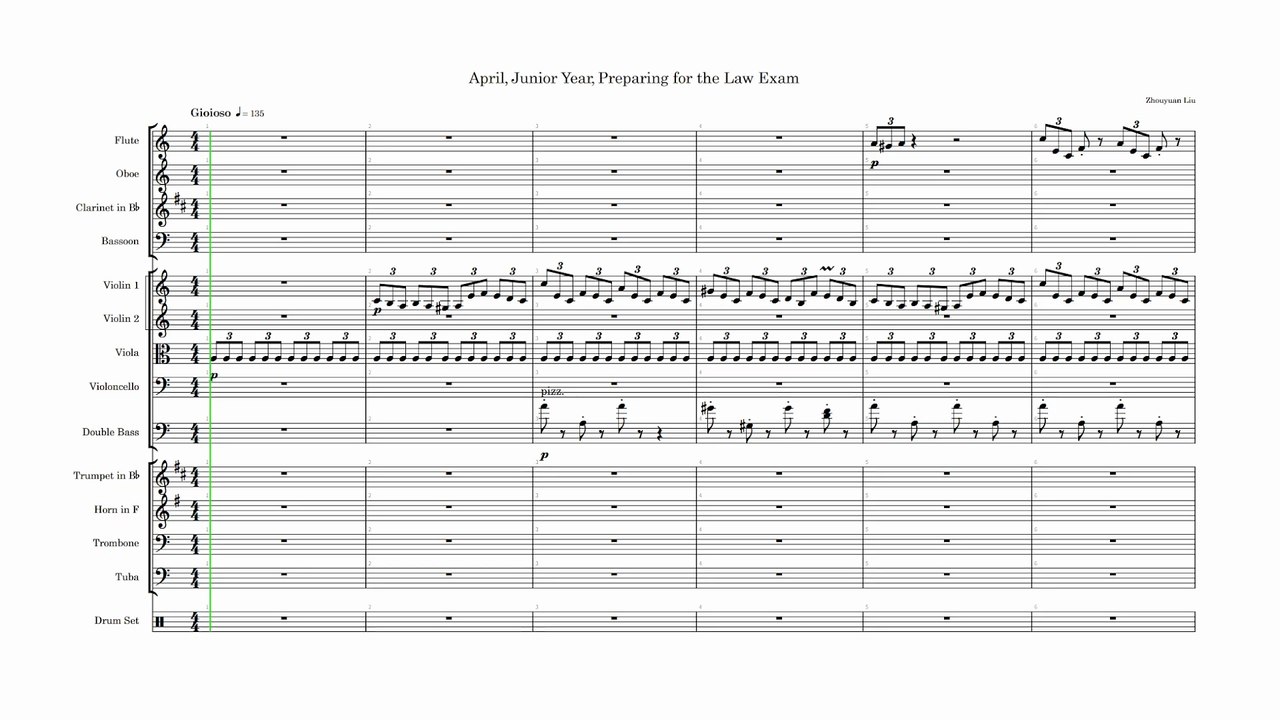 Original orchestral work April, Junior Year, Preparing for the Law Exam (2018.4.1-2018.4.11)  (Horizontal complete score)