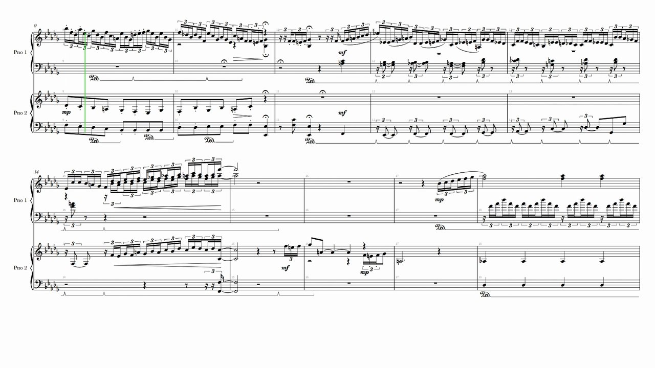 Capriccio for Two Pianos (2019.7.26-2019.12.4) (Horizontal score)