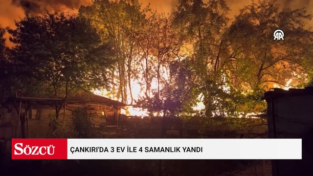 Çankırı'da 3 ev ile 4 samanlık yandı