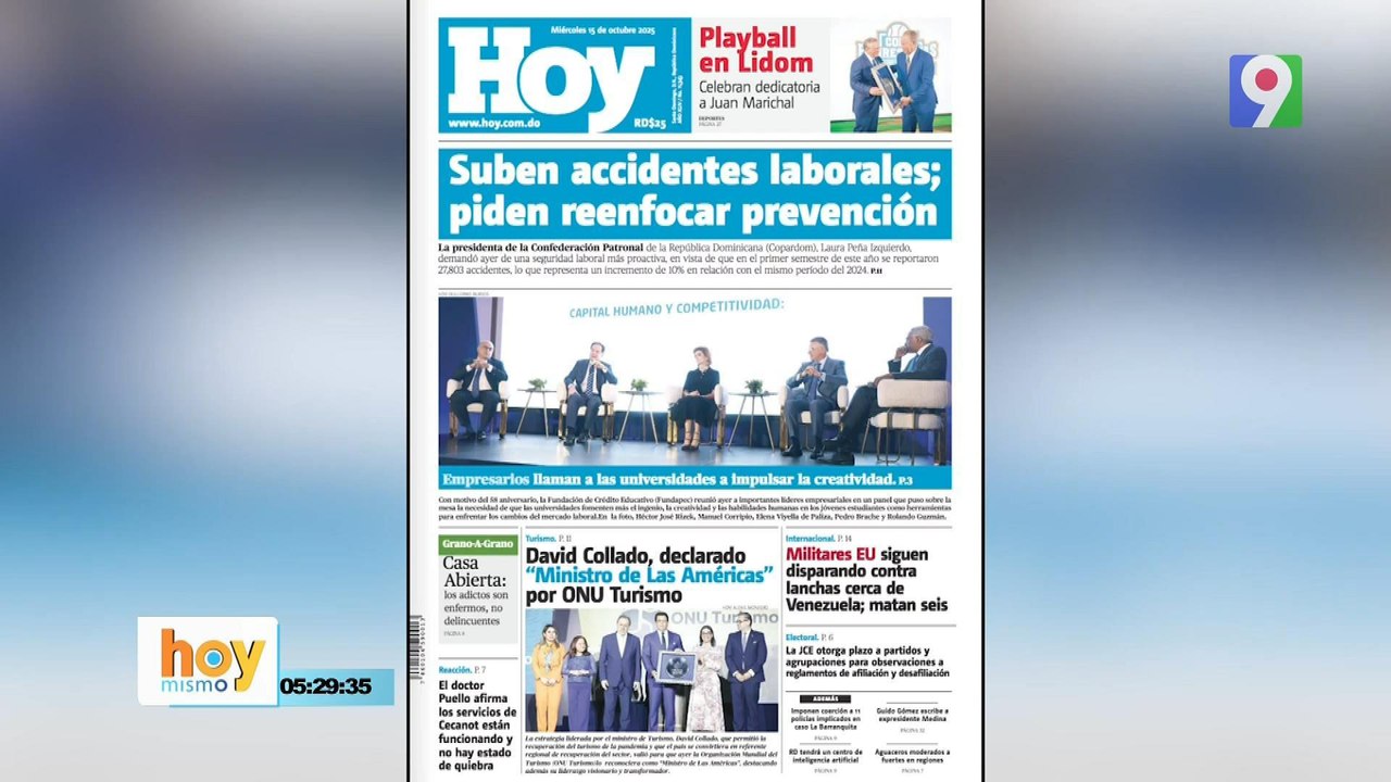 Titulares prensa dominicana miércoles 15 de octubre 2025 | Hoy Mismo