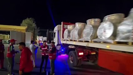 Watch: Aid trucks bound for Gaza line up at Egypt’s Rafah crossing