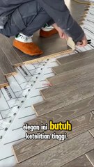 Transformasi Lantai Kayu Mewah! Dari Proses Pemasangan hingga Hasil Akhir #HerringboneFloor