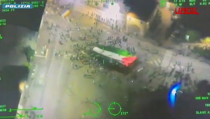 Italia-Israele, manifestazione pro Pal di Udine vista dai droni