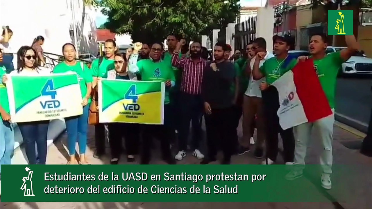 Estudiantes de la UASD en Santiago protestan por deterioro del edificio de Ciencias de la Salud