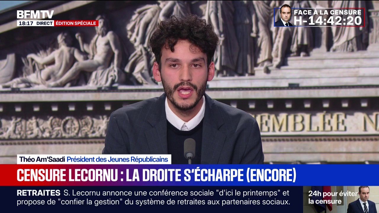 "Il faut faire barrage à ce budget, et la censure est un moyen pour faire barrage", estime Théo Am'Saadi, président des Jeunes Républicains