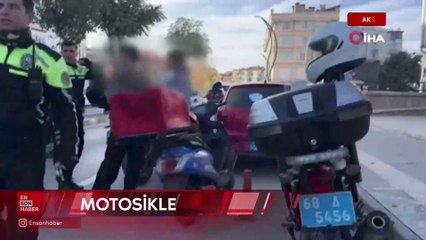 Aksaray'da plakasız, kasksız ve ehliyetsiz sürücüye ceza yağdı