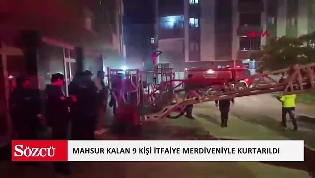 Apartman otoparkındaki otomobilde patlama sonrası yangın; mahsur kalan 9 kişi itfaiye merdiveniyle kurtarıldı