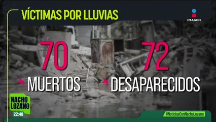 Sube a 70 muertos y 72 desaparecidos las víctimas por las lluvias que azotaron a varios estados