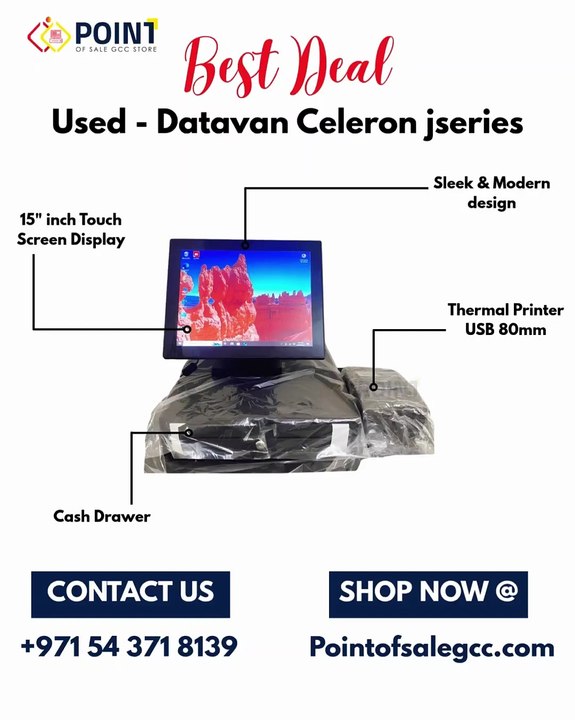 Used Datavan Celeron jseries POS System with Cash Drawer and Thermal Printer