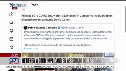 🚨¡Última Hora! Detienen a Donovan “N”, presunto implicado en el asesinato del abogado David Cohen