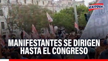 Manifestantes salen de la plaza San Martín y buscan llegar al Congreso