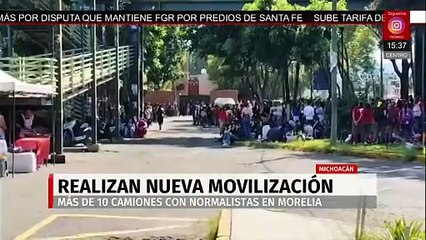 En Morelia, Michoacán, más de 100 estudiantes normalistas realizan una movilización
