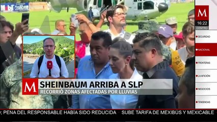 Sheinbaum recorre las zonas afectadas por las lluvias de San Luis Potosí