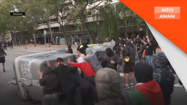 Protes Pro-Palestin di Barcelona bertukar ganas, polis tahan penunjuk perasaan