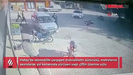 Hatay’da şoke eden olay! Kaldırımda yürürken üzerlerine insan düştü
