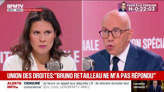 Éric Ciotti (UDR) appelle Bruno Retailleau à casser les chaînes, à se libérer