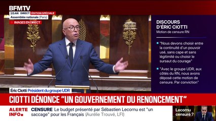 Éric Ciotti (UDR): “Je censurerai un gouvernement otage du Parti socialiste”