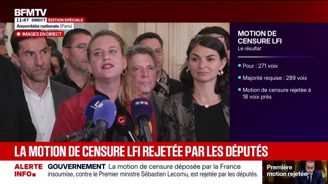 Il s'en est donc fallu de peu : Mathilde Panot réagit au rejet de la motion de censure déposée par LFI