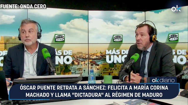 Óscar Puente retrata a Sánchez: felicita a María Corina Machado y llama dictadura al régimen de Maduro