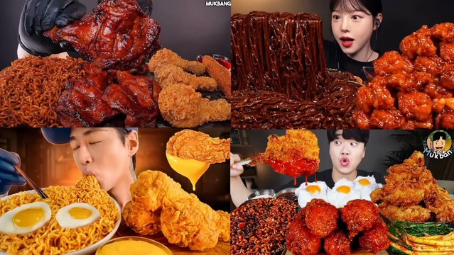 ASMR MUKBANG | KFC FRIED CHICKEN, NOODLES | ASMR EATING COMPILATION