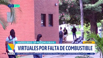 ​Uagrm instruye clases virtuales por la escasez de combustible​​​​​​ en el país