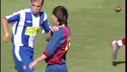 Espectacular exhibición de Lionel Messi en un derbi del Barça B de la temporada 2004/05