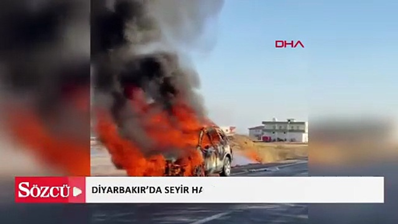 Diyarbakır’da seyir halindeki otomobil alev alev yandı