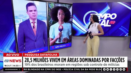 Datafolha: 28,5 milhões de brasileiros vivem em áreas dominadas por facções e milícias | TEMPO REAL