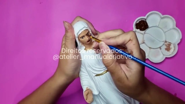 AULA 12 - Como fazer a pintura do manto da Nossa Senhora das Graças - (Parte 1)