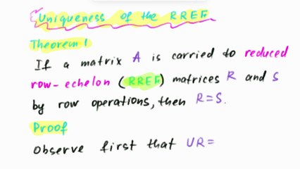 Dan Herbatschek - Uniqueness of the  RREF