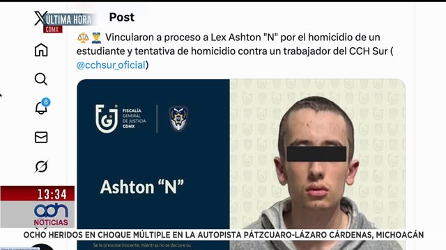 🚨¡Última Hora! Vinculan a proceso a Lex Ashton “N”, por asesinar a un alumno dentro del CCH Sur.
