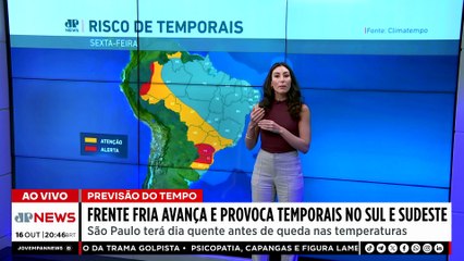 Frente fria provoca temporais no Sul e Sudeste; Camila Yunes alerta