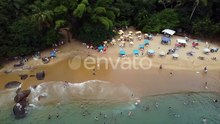 Tiny Secluded Beach outside of A small Brazilian City. Tropical beauty and Clear Water. People Enjoy