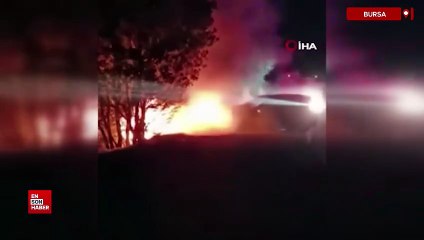 Bursa’da trafik kazası: Araç alev aldı, yangın ormana sıçradı