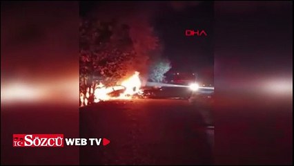 Bursa’da, ciple çarpışan otomobil alev aldı