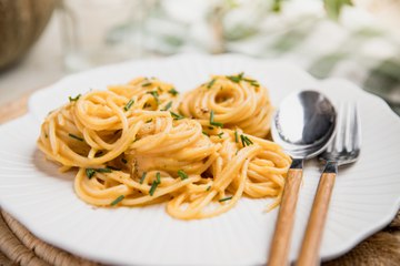 Espaguetis con salsa de calabaza