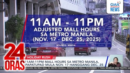 11 AM-11 PM mall hours sa Metro Manila, ipapatupad mula Nov. 17 hanggang Dec. 25 | 24 Oras