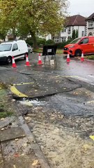 Water burst on Bents Road, Sheffield, by Nick Shaw