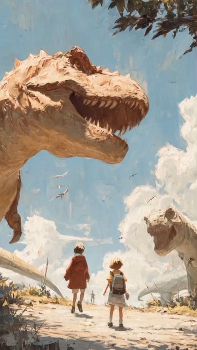 children playing with dinosaurs