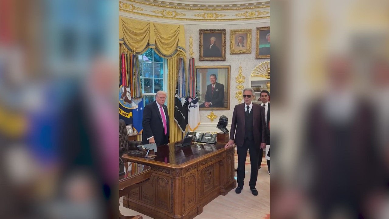 TRUMP Listens As ANDREA BOCELLI Sings in Oval Office