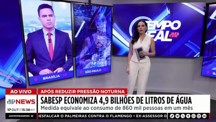 Racionamento em SP: Sabesp economiza 4,9 bilhões de litros de água | TEMPO REAL