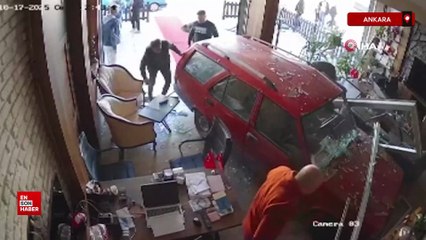 Ankara'da alkollü sürücü dükkana daldı