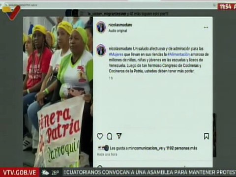 Presidente Maduro envía sus felicitaciones a las cocineras y cocineros de la patria
