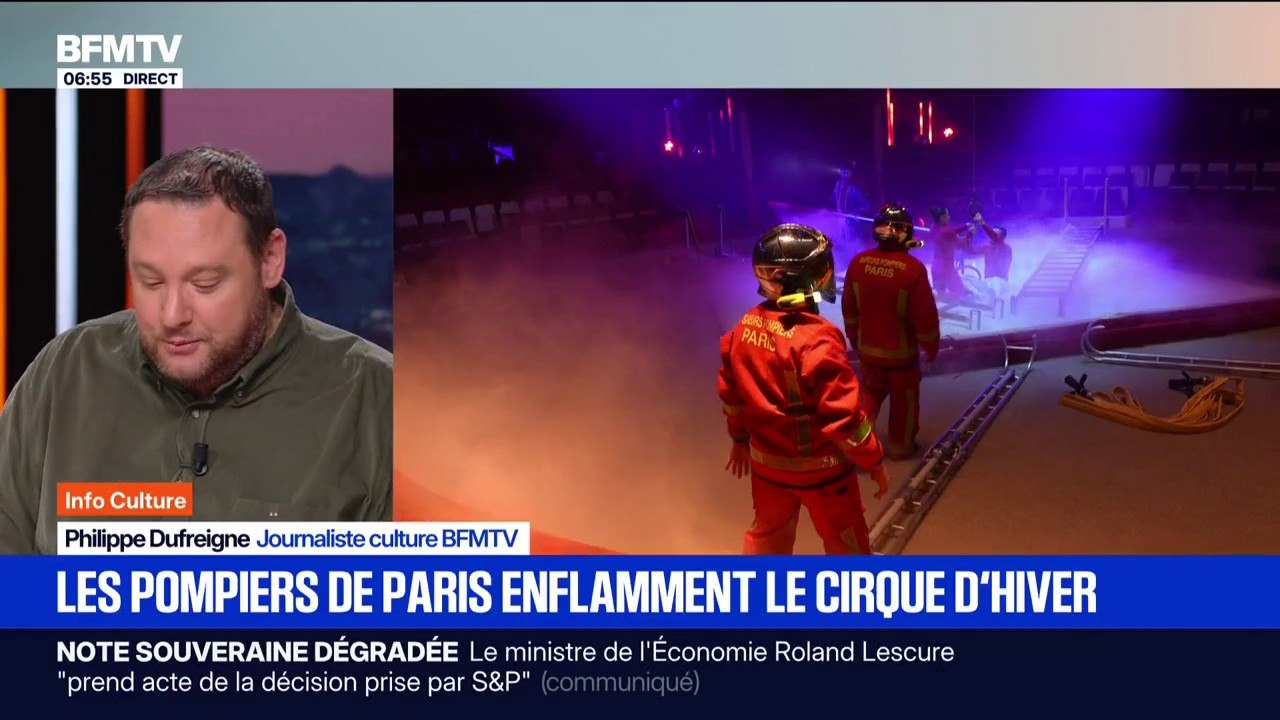 Les pompiers de Paris présentent un numéro d'acrobaties au cirque Bouglione