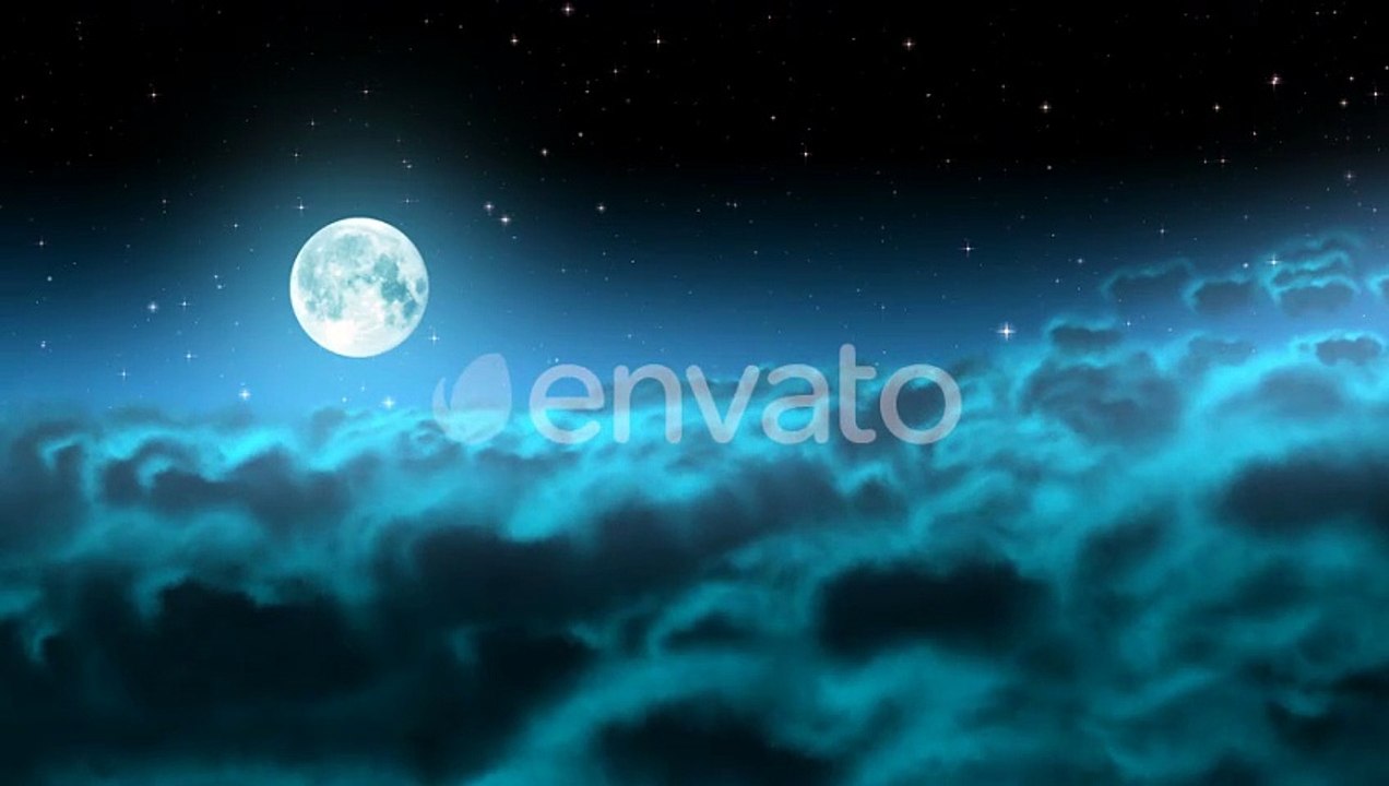 Moon over night clouds loop 4K