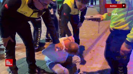 Bursa'da polisleri peşinde koşturan alkollü şahıs açıklamalarıyla şok etti